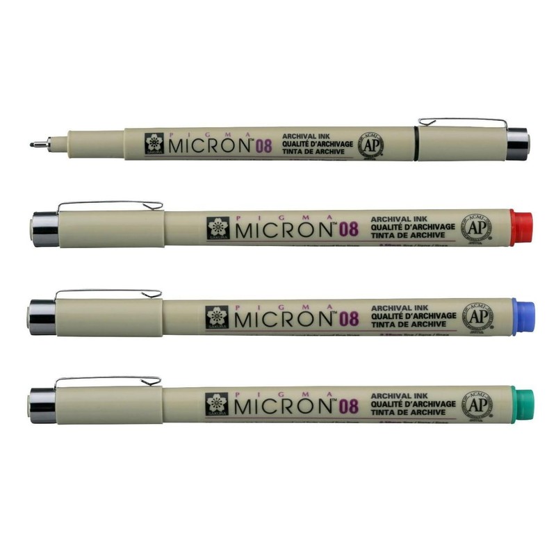 PIGMA MICRON Sakura 08th Set of 4 Colours - Red,