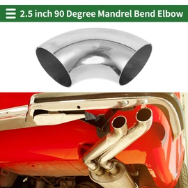 Motoforti 2.5" Inch OD 90 Degree Mandrel Bend Elbow Car Modified Exhaust Pipe Tubing 1.0mm/19GA Thickness 304 Stainless Steel Bend Tube Stair Handrail Piping 63x160x1.0mm
