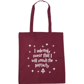 Hippowarehouse I solemnly swear I will smash the patriarchy Tote Shopping Gym Beach Bag 42cm x38cm, 10 litres