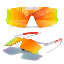 Cleoxyge Polarised Cycling Glasses Men Women Quick Glasses Sunglasses Mirrored Lens UV400 Protection Sports Glasses for Fishing Cycling MTB Road Bike Driving, Polarized Red