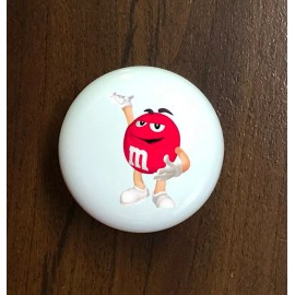 White RED M&M  WHITE CERAMIC KITCHEN CABINET DRESSER KNOB DECOR