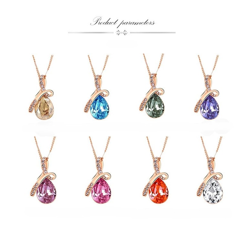 Josepha Cherie Women's Teardrop Necklace, Pink Gold x, purple (amethyst)