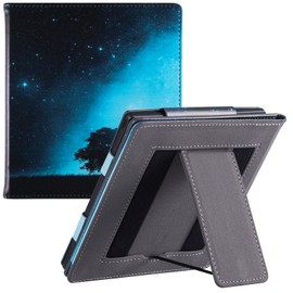 BOZHUORUI Stand Case for 7" Onyx Boox Tablet Go 7 Color/Boox Page e-Reader - Premium PU Leather Sleeve Cover with Two Hand Straps/Auto Sleep/Wake (Vast Starry Sky)