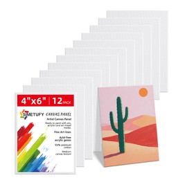 Simetufy 4 x 6 inch 12 Pack Small Painting Canvas Boards- Gesso Primed Acid-Free 100% Cotton Mini Canvas Panels for Acrylics Oil Watercolor Tempera Paints