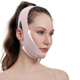XBFOCNH Reusable V-line mask, face lifting bandage, V-shape face for double chin and sagging facial skin, pink