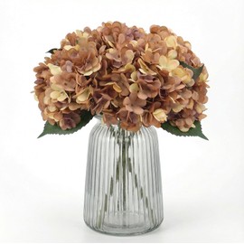 5 piezas de plantas artificiales de flores falsas de seda, hortensias de seda, 1 arreglo de cabeza de flor, ramos de boda, decoración de plástico, centro de mesa floral, hogar