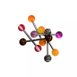 LionGothic Pack of 6 Barbells tongue rings 14g solid titanium shaft acrylic beads glow up