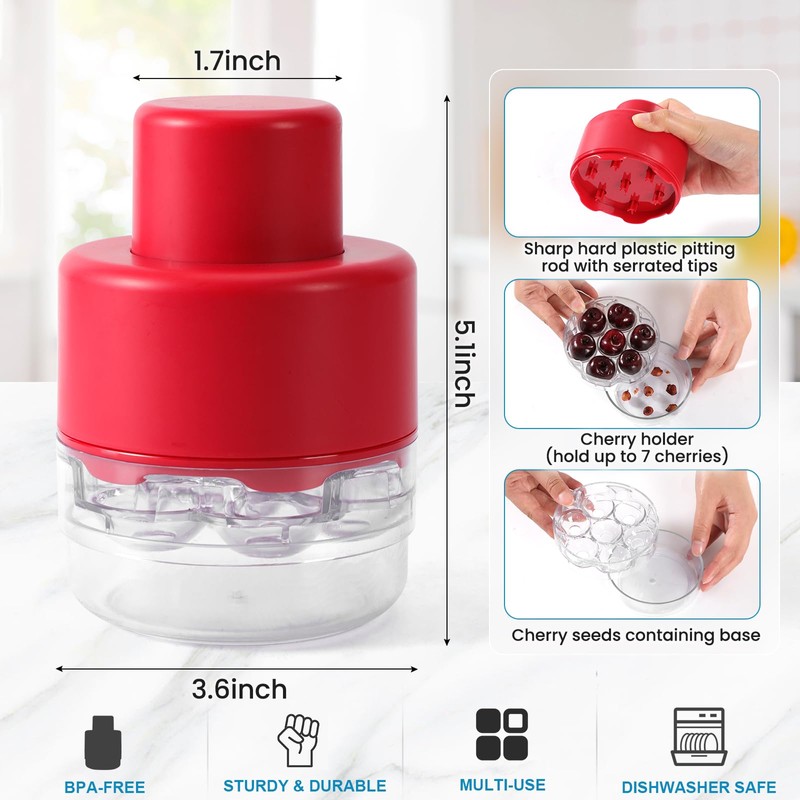 SCHVUBENR 7-IN-1 Large Cherry Pitter Tool - Portable Cherry Corer