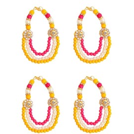 Set of 4 Mala for Laddu Gopal/Devi Maa/Radha Krishna/Indian Traditional Festival God Goddess Set Deities jewellary All God Idol Statue (Size:- 3")(Colour:-White, Pink and Yellow)