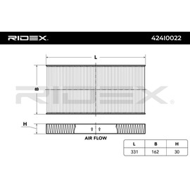 RIDEX Cabin Air Filter 424I0022 Corsa C Hatchback (X01) Signum CC (Z03) 331 mm