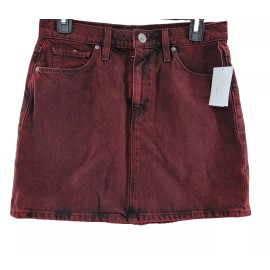 Hudson Jeans Women's Indigo Burgundy Denim High Rise Viper Mini Skirt Size 24