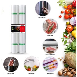 Vacuum Sealer Bags, 2 Rolls Thicker Heavy-Duty Commercial Quality Textured Vacuum Seal Bags for Food Storage Saver Sous Vide Cooking