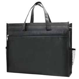 ateena Document Bag, A3 File Case, Document Case, Portable, Meeting Bag, A3 Size, Large Capacity, Storage, Dividers, B, Black