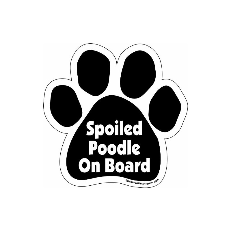 Imagine This Paw Car Magnet, Spoiled Poodle on Board, 5-1/2-Inch