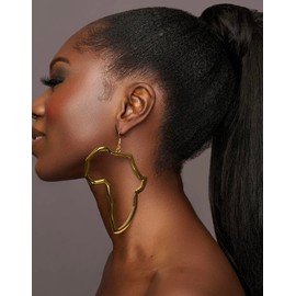 Oversized Stainless Steel African Map Earrings – Large Africa Outline Statement Jewelry (Gold & Silver), oversized, Stainless Steel, No Gemstone