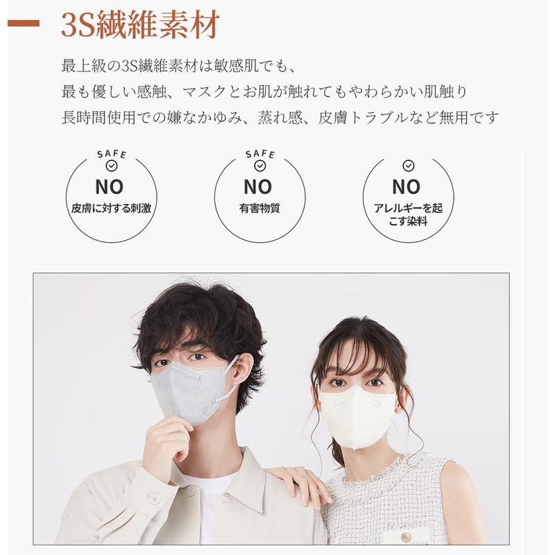 [MIR] 3D立体マスク冷感マスク 52枚 不織布 マスク 耳が痛くならない 接触冷感 れいかん 涼しい クールマスク