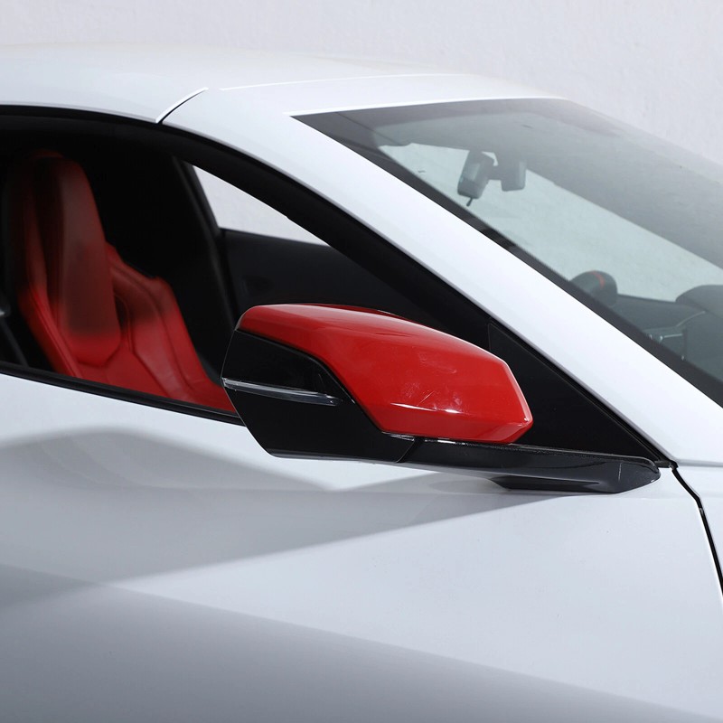 carcartrim-2022 Red ABS Side Mirror Cover Cap For C8 Corvette