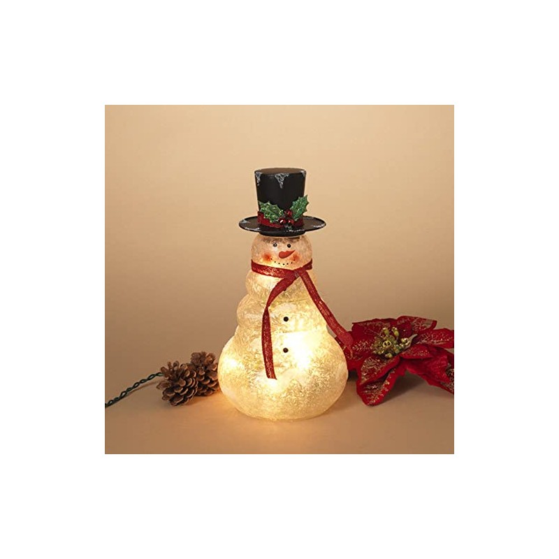 Gerson 12"H Electric Lighted Metal and Frosted Glass Snowman