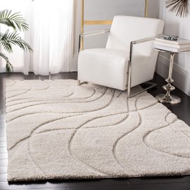 SAFAVIEH Florida Shag Collection Accent Rug - 3'3" x 5'3", Creme & Creme, Non-Shedding & Easy Care, 1.2-inch Thick Ideal for High Traffic Areas in Entryway, Living Room, Bedroom (SG471-1111)