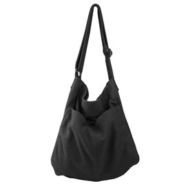 Bolso bandolera de lona para mujeres y hombres, con múltiples bolsillos, informal, para viajes, trabajo, Negro -