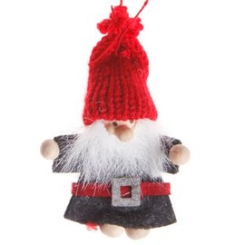 Sass & Belle 2 Red & Grey Felt Santa Christmas Tree Hanging Decoration 6x5cm