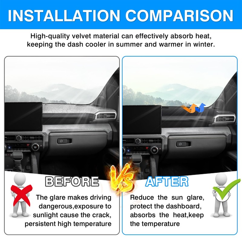 Autorder Dashboard Cover Mat for 2024 2025 2026 Toyota Tacoma