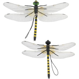 2Pcs Clip Dragonfly - Realistic Simulated Dragonfly Artificial Large Clips Attach to Clothing Backpack Hat Clips Decor Craft Fly Repelling Supplies for Camping Indoor Outdoor