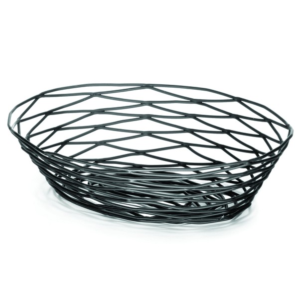 TableCraft Products BK17409 Basket, Oval, 9" x 6" x 2.25", Black Metal