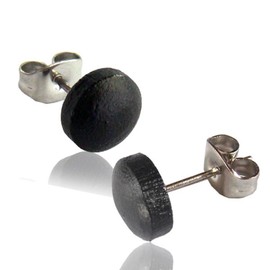 Earth Accessories Rounded Stud Earrings for Women - Earring Set with Organic Wood - Ear Rings with Surgical Steel