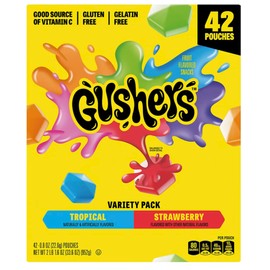 Gushers Strawberry Splash and Tropical Flavor Fruit Snacks, 42 ct.