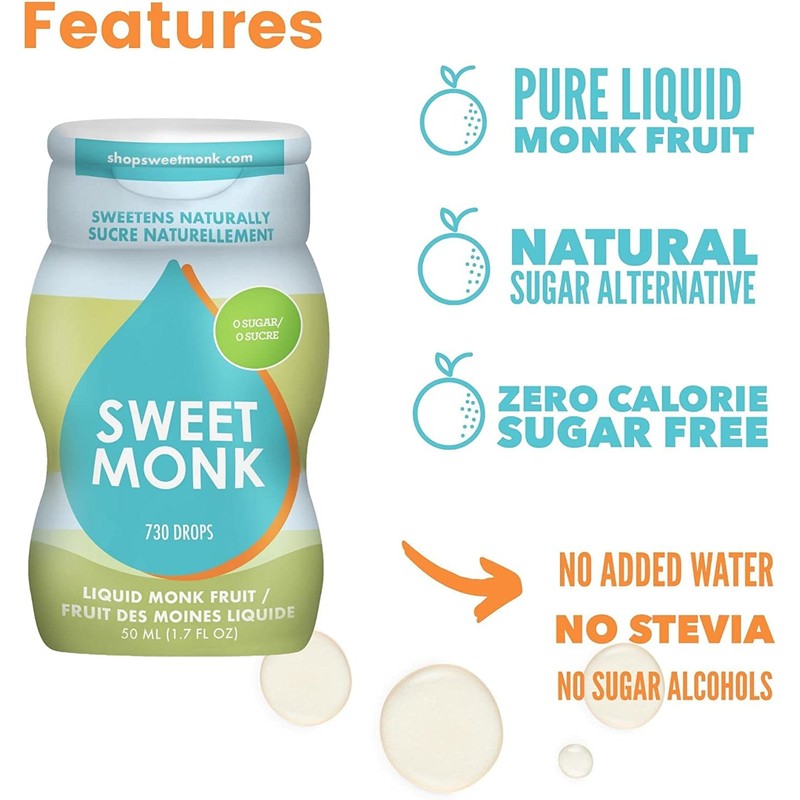SweetMonk - 100% Pure Original Monk Fruit Sweetener Liquid Sugar
