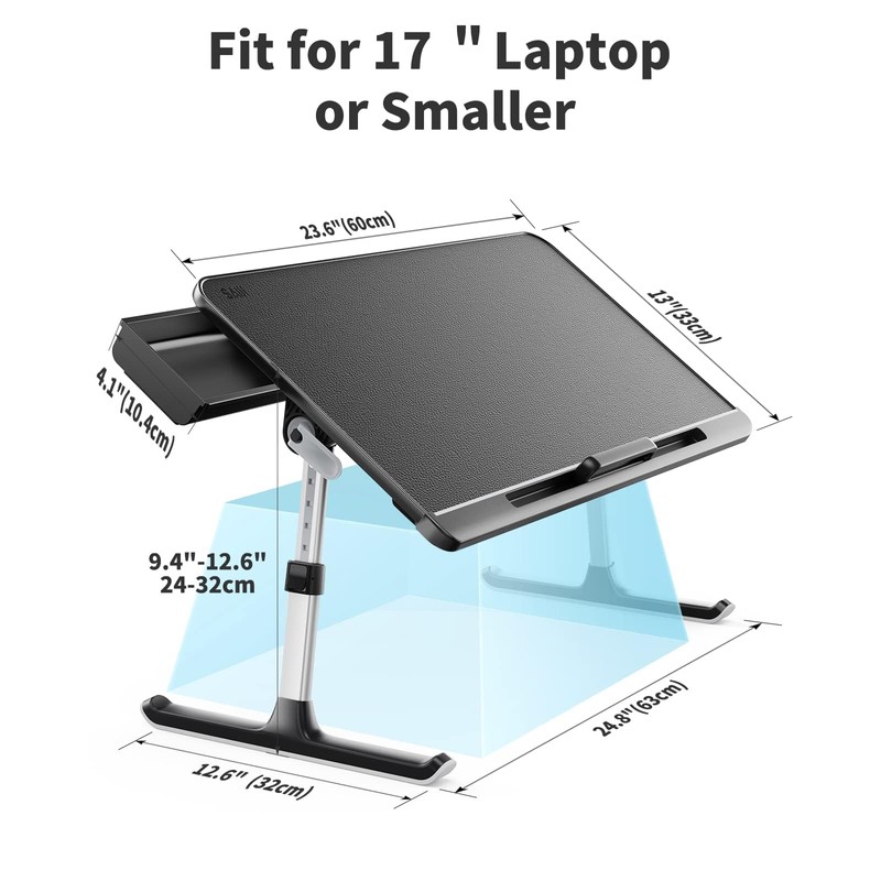 SAIJI Laptop Bed Tray Table, Adjustable PVC Leather Laptop Bed