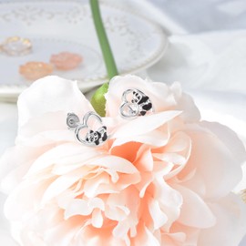 Panda Earrings for Girls - Sterling Silver Heart Panda Stud Earrings for Teens Hypoallergenic Lightweight Cute Animal Earrings for Women for Sensitive Ears for Daughter Granddaughter Niece Panda Lover