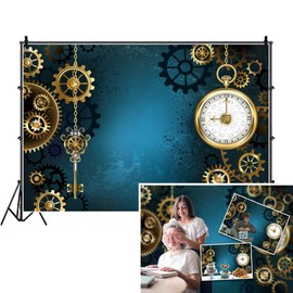 DASHAN 7x5ft Polyester Antique Steampunk Backdrop for Photography Gear Watches Keys Chains Clock Mechanical Steampunk Industrial Background Steampunk Party Decor Steampunk Birthday YouTube Photo Prop