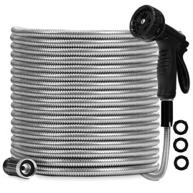 FrutPunch Garden Hose 25 FT, Non-Expanding,10 Functional Nozzles, Garden Hose Anti-Kink, Heavy Duty Flexible Water Hose 25 FT, Suitable for Outdoor,Yard, Car Washing and Other Scenes. (25ft, Foot, 25)