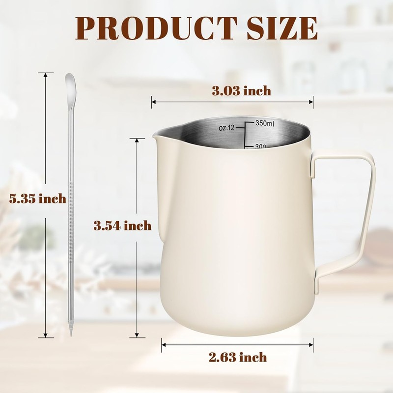 Mumoo Bear Milk Frothing Pitcher 12oz/350ml, Stainless Steel Espresso Steaming