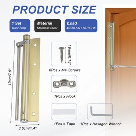 PATIKIL 7 Inch Spring Door Closer, Spring Door Stop Screen Door Latch Security Door Stopper with Adjustable Closing Speed for Home Hinge Door, Gold Tone