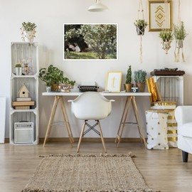 Huabsad Vintage Landscape Flower Oil Painting Canvas Wall Art Antique Portrait of Woman Outdoor Garden Roses Wall Decor French Rustic Farmhouse Bedroom Aesthetic Painting Prints 12x16in Unframed