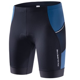 MY KILOMETRE - Pantalones cortos de triatlón para hombre con cordón ajustable y bolsillos en las piernas de fácil alcance, gamuza para carreras tri de larga distancia