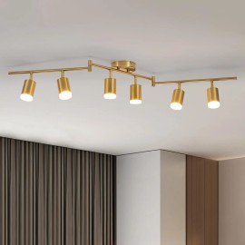 6 Light Track Lighting Gold Track Lighting Fixtures Ceiling LED Track Light Kit for Kitchen Living Room GU10 Bulb Not Includedspecification: gold