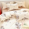 Michorinee Brown Leaves Print Cotton Double Duvet Bed Cover Set