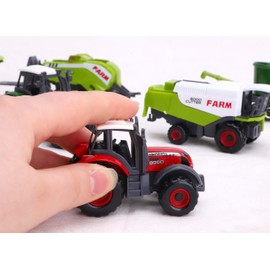 Toyland® Pack of 6 Die Cast Metal Farm Tractor & Implements Set - Approx. 5cm - 4 Assorted - Collect Them All