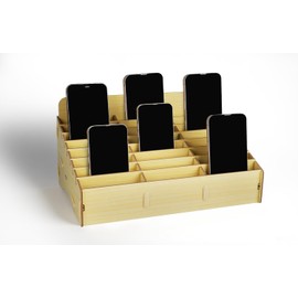 HengTianMei Classroom Cell Phone Holder, 24 Grid Cell phone Storage Box for Student Management, Wooden Calculator Organizer Caddy for School Office（24 Grid）