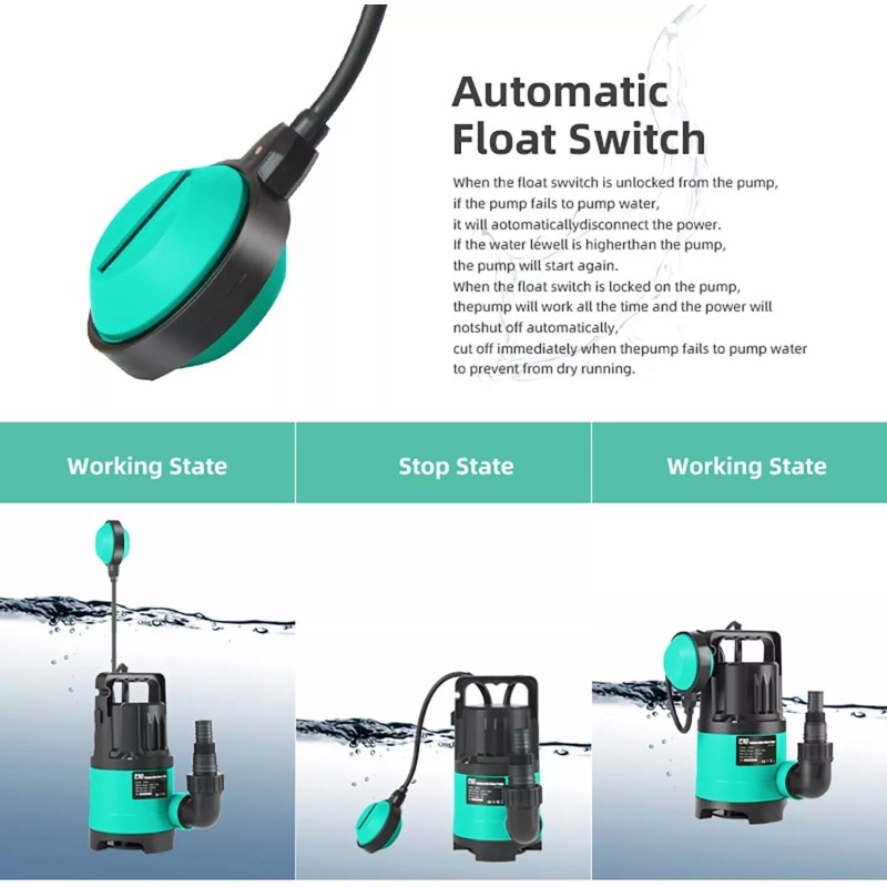 Prostormer Sump Pump, 2000GPH 1/2 HP Submersible Water Pump with