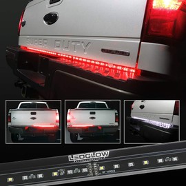 LEDGlow 60" Red Tailgate LED Light Bar for Full Size Trucks - Brake, Running, Turn Signals & Hazard Lights - White Reverse Lights - Waterproof - Heavy-Duty Design - Plug & Play Flat 4 Pin Connector