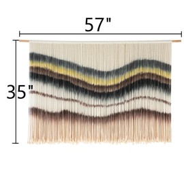 Macrame Wall Hanging Boho Chic Wall Art Macrame Wall Decor Fiber Yarn Tapestry Dip-Dye Living Room Home Bedroom Wall Decor 57" Wx 35" L