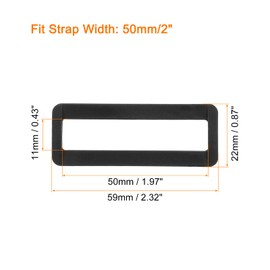 sourcing map 6Pcs Plastic Rectangle Ring, 2 Inch Webbing Belt Buckle Slide Loop for Backpack Straps DIY Accessories, Black