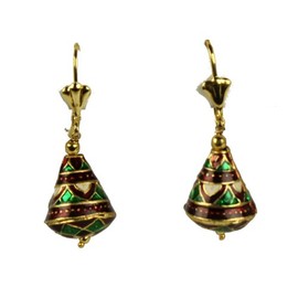 Bollywood Designer Indian Jewelry - Jhumki Style Meenakari Hand Painted Earrings