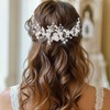 Evlry Hochzeit Blume Haar Rebe Silber Perle Braut Haarranken Blatt