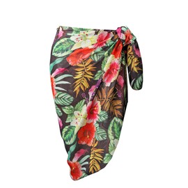 Ayliss Womens Swimwear Chiffon Printed Cover up Beach Sarong Pareo Bikini Swimsuit Wrap (#57 (Multicolour Coconut)-58" X 39'')